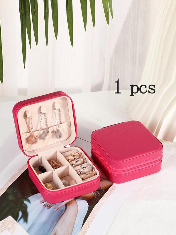 Summer Jewelry Storage Box, Portable Zipper Multi-grid Travel Jewelry Organizer, Great For Earring Necklace Bracelet Key