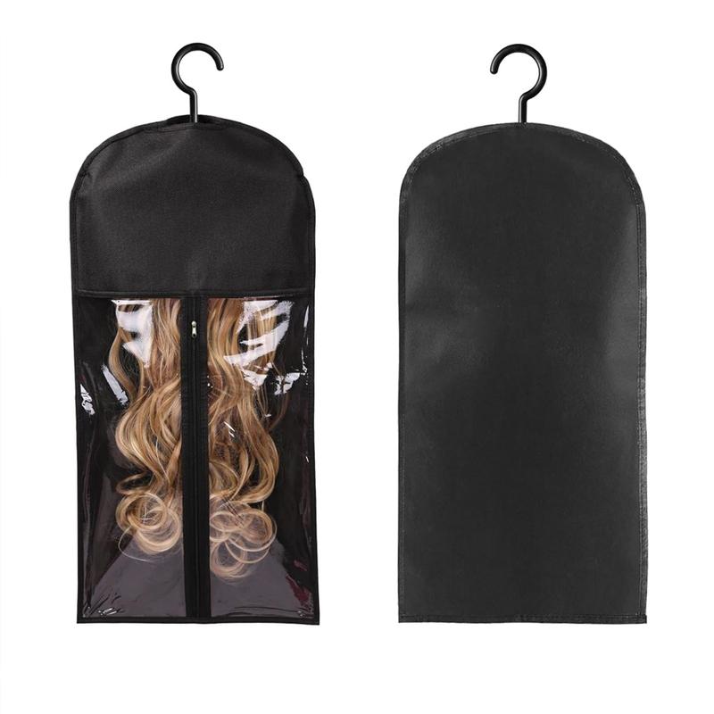 4PCS Wig Storage Bag With Hook Wig Storage Hanger Zipper Transparent Dustproof Wig Storage Bag, Hair Extension Holder Wig Bag Wig Storage For Multiple Wigs Holder Hair Extension Hanger Wig Tool Wigs Accessories For Salon & Home Use