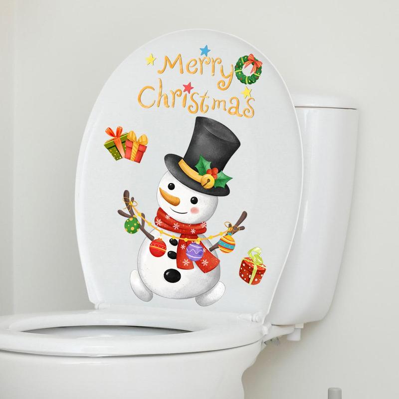 Snowman Pattern Toilet Sticker, 1 Count Self Adhesive Toilet Lid Decal, Toilet Lid Decorative Sticker, Home Decor for Bathroom, Party Supplies