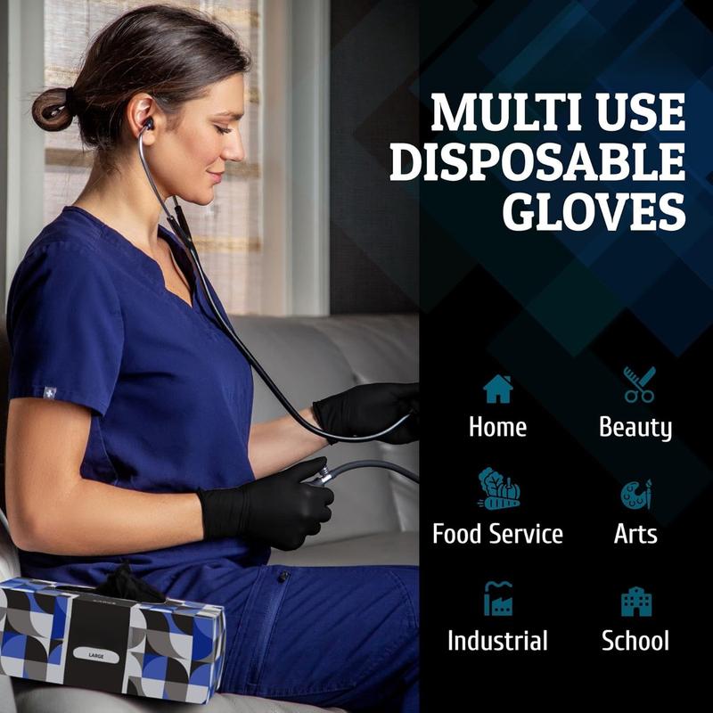 Black  Disposable Gloves - Latex Free BBQ, , Hair Dye, Cooking, Mechanic Gloves