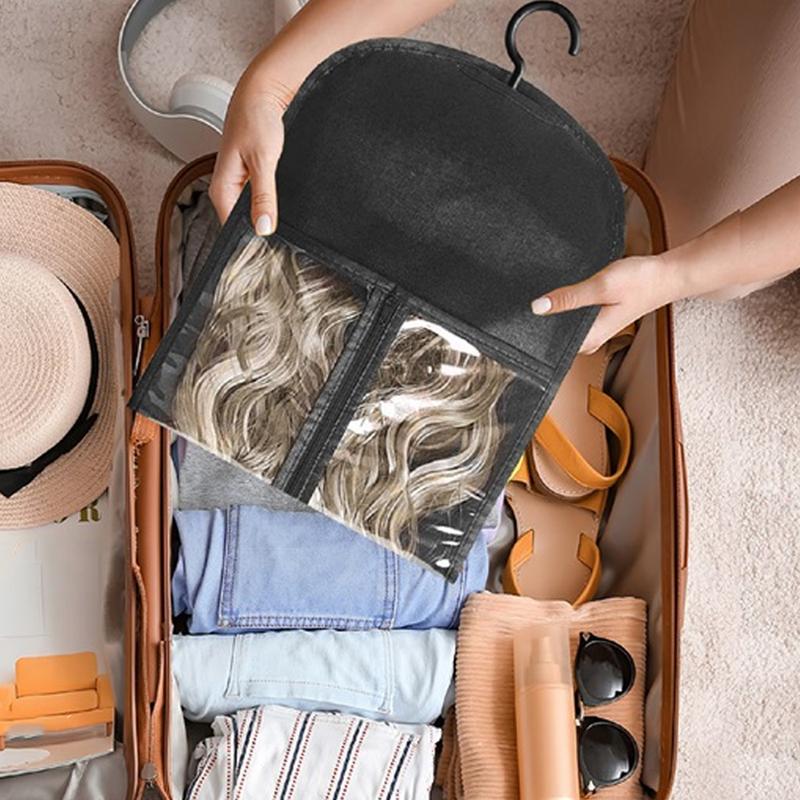 4PCS Wig Storage Bag With Hook Wig Storage Hanger Zipper Transparent Dustproof Wig Storage Bag, Hair Extension Holder Wig Bag Wig Storage For Multiple Wigs Holder Hair Extension Hanger Wig Tool Wigs Accessories For Salon & Home Use