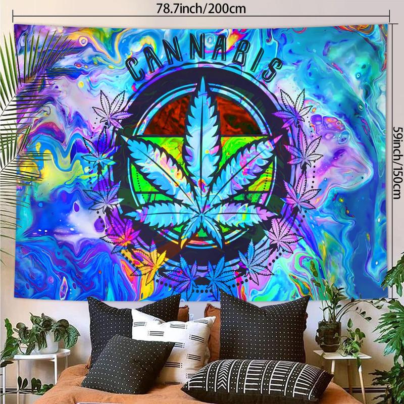 Marble Pattern & Weed Leaf Pattern Tapestry, 1 Count Fantasy Plant Leaf Tapestry, Wall Hanging for Home Living Room Bedroom Dormitory