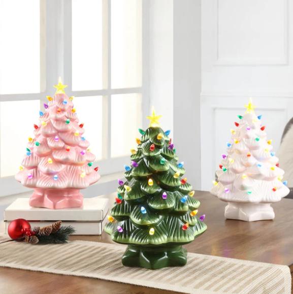 Mr. Christmas. 18 Inch Nostalgic Ceramic Tree - Pink Green White