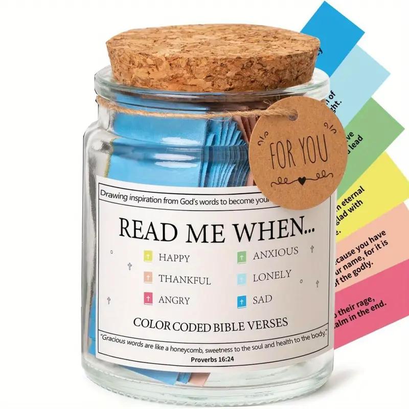 Bible Verse Jar,Read Me When Bible Verses Jar for Emotions and Feelings,Scripture Prayer Cards Hope Jar,Religious Graduation Gift,Bible Study Church Christian Gifts for Women Men Mom Dad Friend