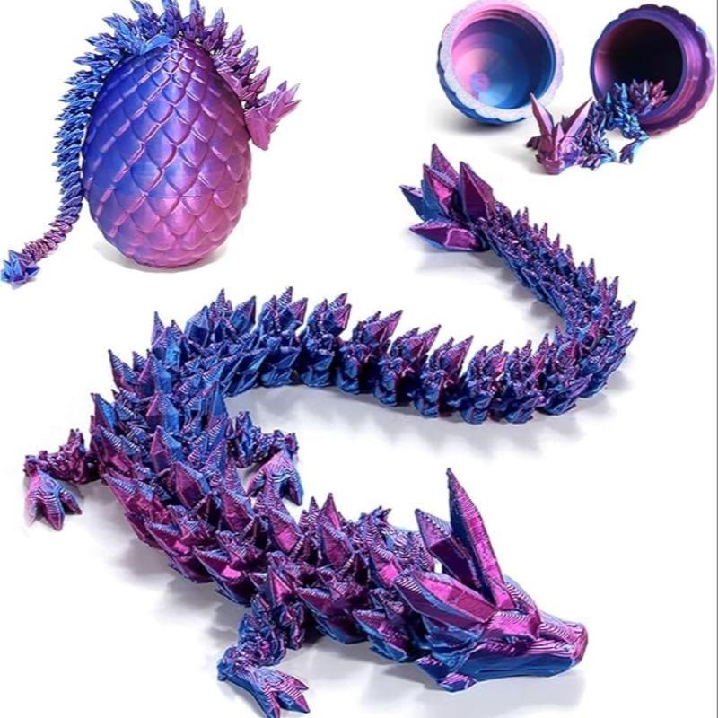 Creative 3D Printed Dragon & Egg Set, 2 Counts set Gradient Color Dragon Ornament, Desktop Decoration for Home Office, Gift for Friend & Boyfriend