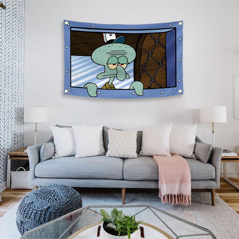 Octopus Cartoon 3x5Ft Flag Funny Meme Tapestry for College Dorm Room Decoration Indoor and Outdoor Decor Banner with 4 Brass Grommets tapestry decor