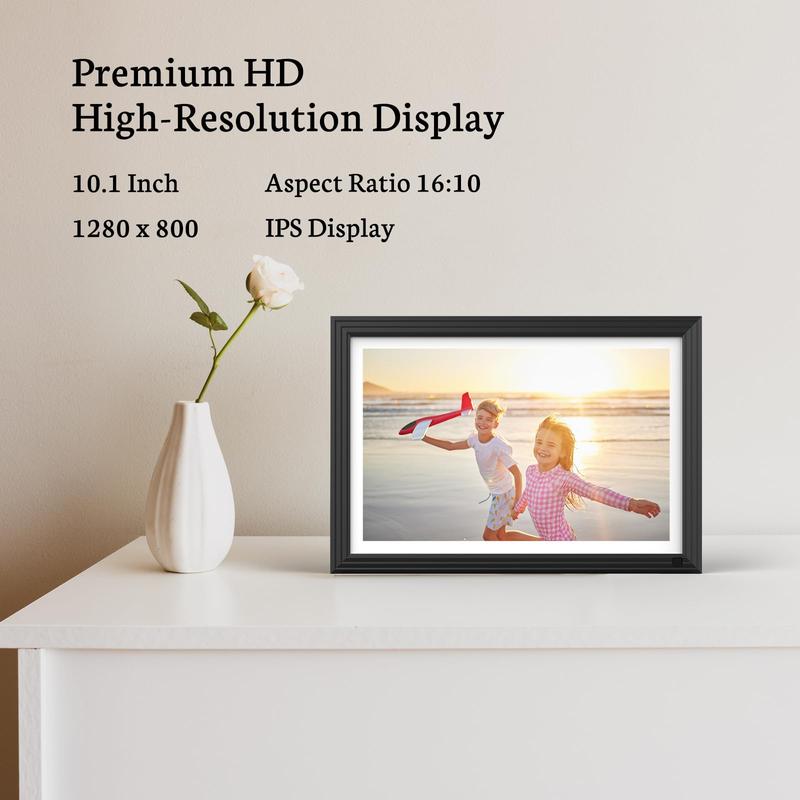 BSIMB 10.1'' Digital Picture Frame 32GB - Upload Photos&Videos from Anywhere via App Email, Perfect Gifts for family friends, Easy to Use with Touch Screen, Premium HD IPS Display, Support Micro SD Card and USB drive