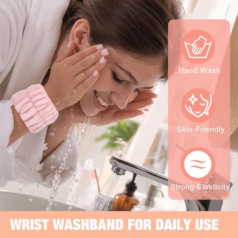 Women's Wrist Towels for Washing Face, Microfiber Spa Wash Band, Absorbent Wristbands Sweatband for Girls Prevent Water from Spilling Down Your Arms 6PCS