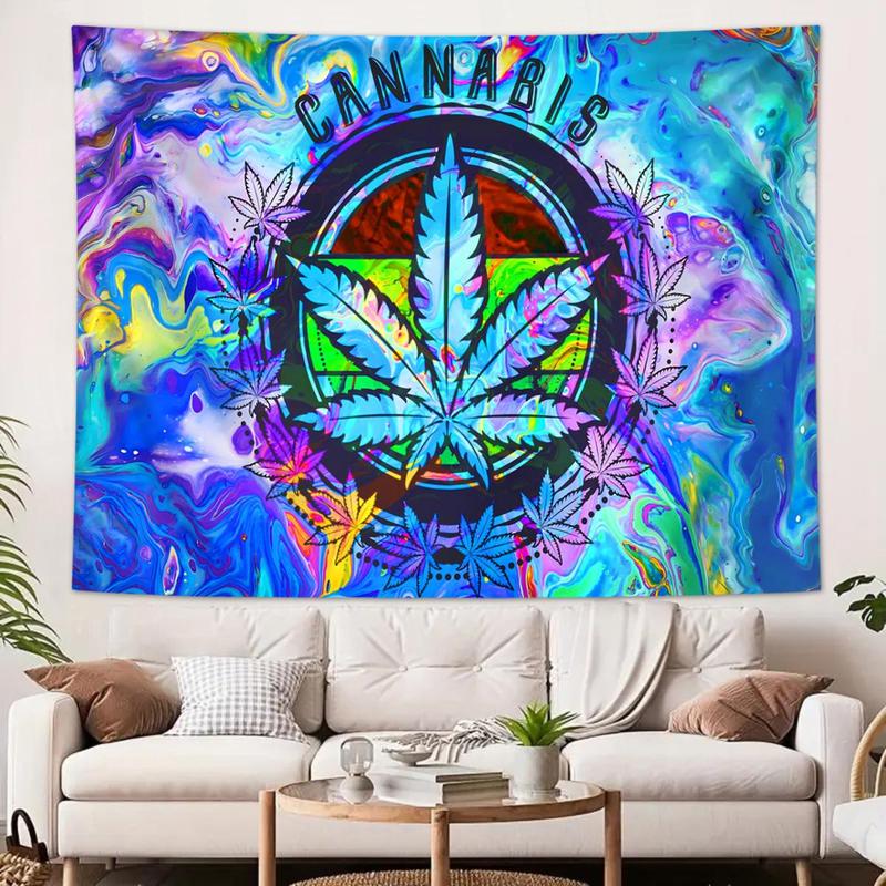 Marble Pattern & Weed Leaf Pattern Tapestry, 1 Count Fantasy Plant Leaf Tapestry, Wall Hanging for Home Living Room Bedroom Dormitory