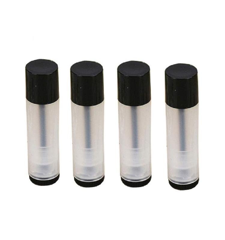 25 Count Lip Balm Tubes Containers 5g Clear with Twist Bottom and Cap, Empty Refillable Plastic DIY Lipstick Lip Gloss Containers Chapstick Tube Crayon Pipe Bottle (black Lid)