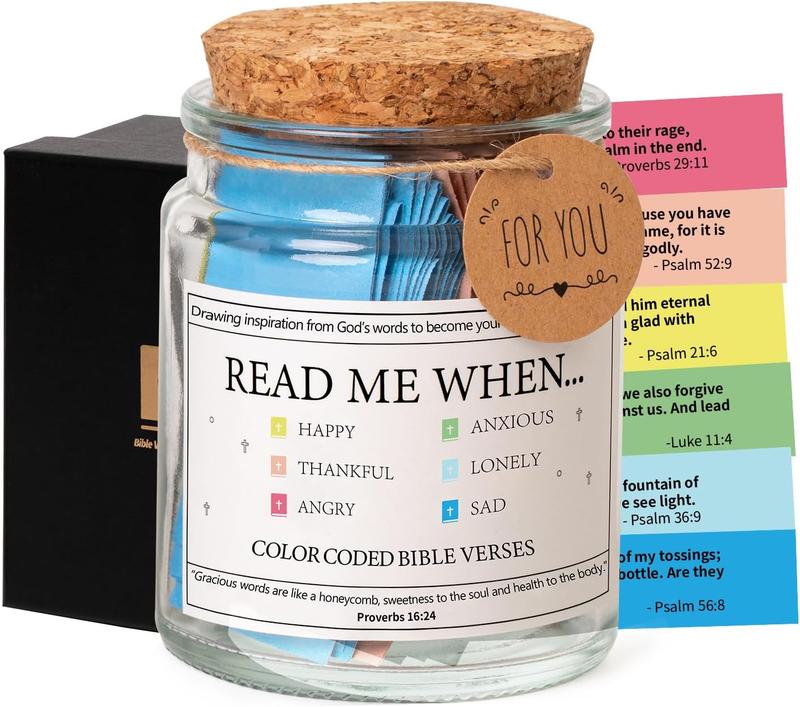 Bible Verse Jar,Read Me When Bible Verses Jar for Emotions and Feelings,Scripture Prayer Cards Hope Jar,Religious Graduation Gift,Bible Study Church Christian Gifts for Women Men Mom Dad Friend