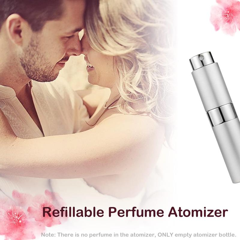 Refillable Perfume Atomizer for Travel, Portable Mini Spray Bottle Scent Pump Case, Fragrance Empty Cologne Dispenser, Perfume Aftershave Container Sprayer For Traveling Outgoing, 8ML (Silver) Aluminium Glass