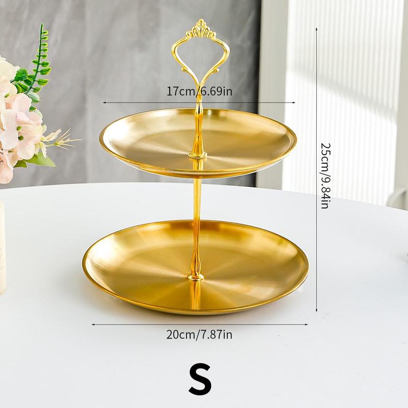 2 3 Layer Cake Stand, Stainless Steel Detachable Cake Display Tray, Fruit Snack Candy Tray, Kitchen Storage Organizer for Home Restaurant Buffet Wedding Party