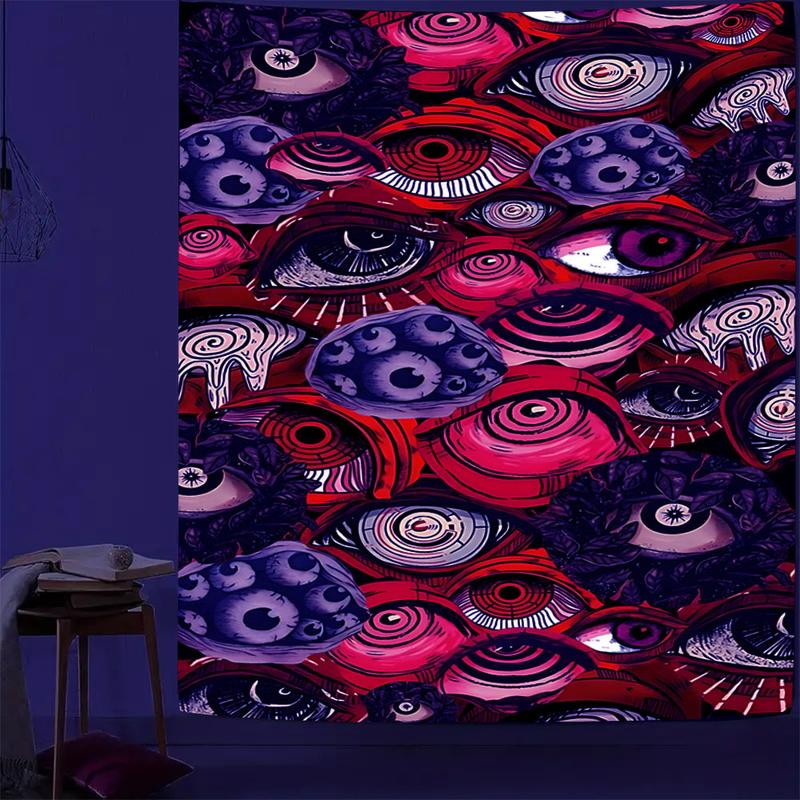 Halloween Decor - Spooky Eyes Tapestry Wall Art - 78x59