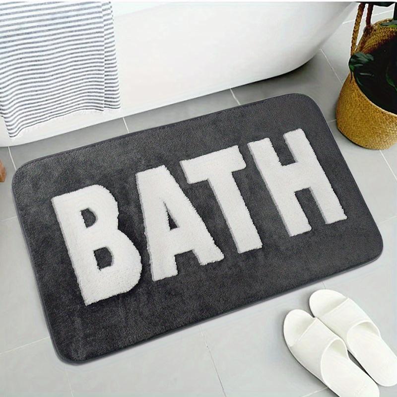 1pc Luxurious Letter Jacquard Embroidery Bathroom Mat - Soft, Thick, and Absorbent Imitation Cashmere Floor Rug with Non-Slip Backing - Machine Washable, Perfect for Shower Room and Bathroom Decoration, Comfortable and Gentle on Feet