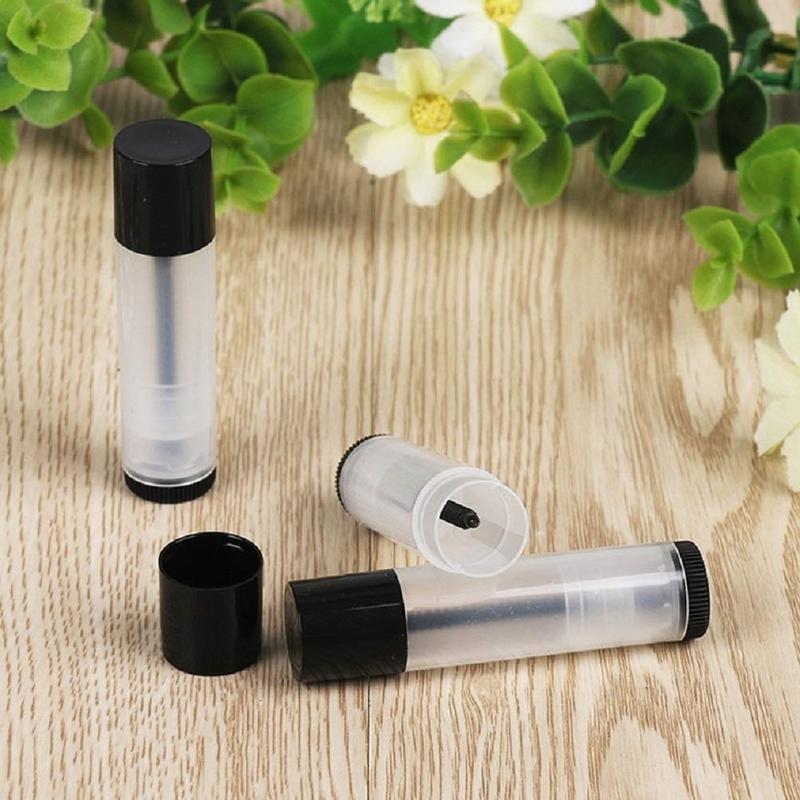 25 Count Lip Balm Tubes Containers 5g Clear with Twist Bottom and Cap, Empty Refillable Plastic DIY Lipstick Lip Gloss Containers Chapstick Tube Crayon Pipe Bottle (black Lid)