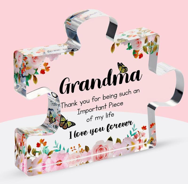 Grandma Gifts, Birthday Gifts Presents for Grandma Engraved Acrylic Puzzle Piece Plaque for Grandmother Nana Delicate Grandma Gifts for Thanksgiving Christmas