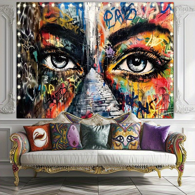 Black Friday Deals-1PC Graffiti Pattern Tapestries, Wall Tapestries, Room Decoration Background Background, Bedroom Aesthetics Wall Art, Home Decoration Decorative