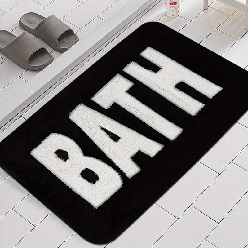 1pc Luxurious Letter Jacquard Embroidery Bathroom Mat - Soft, Thick, and Absorbent Imitation Cashmere Floor Rug with Non-Slip Backing - Machine Washable, Perfect for Shower Room and Bathroom Decoration, Comfortable and Gentle on Feet