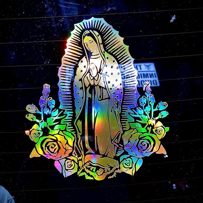 Virgin Mary Vinyl Decal Gold Holographic