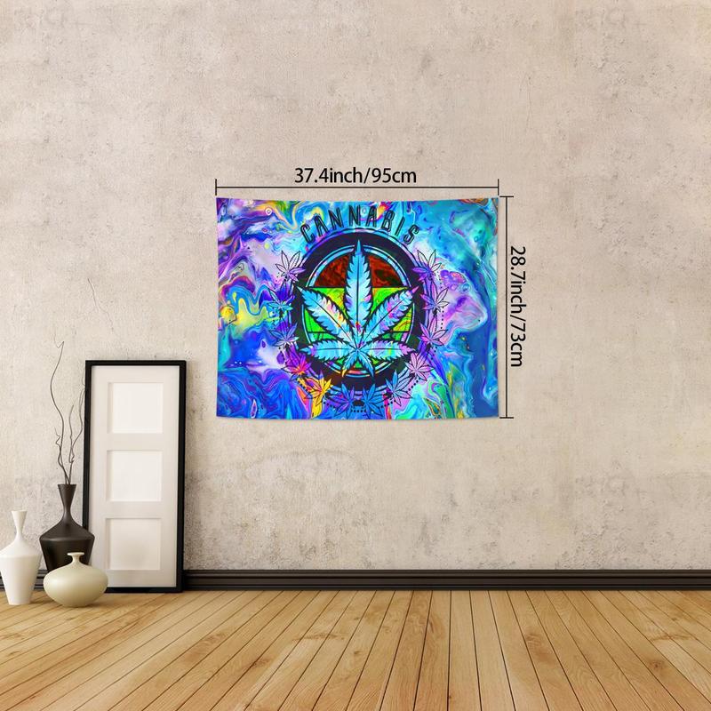 Marble Pattern & Weed Leaf Pattern Tapestry, 1 Count Fantasy Plant Leaf Tapestry, Wall Hanging for Home Living Room Bedroom Dormitory