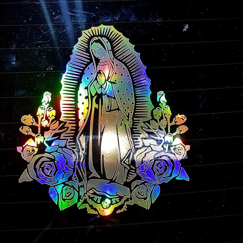 Virgin Mary Vinyl Decal Gold Holographic