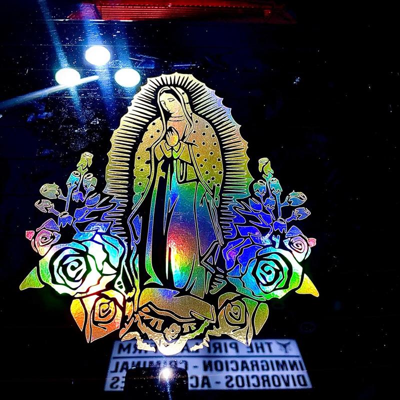 Virgin Mary Vinyl Decal Gold Holographic