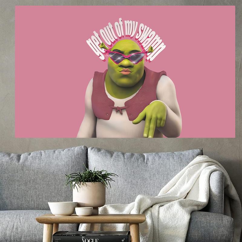 Shrek Pink Get Out Of My Swamp Tapestry 3x5ft Boutique Decor Wall Tapestrys Vintage Aesthetic Micro Fiber Peach Home Decor