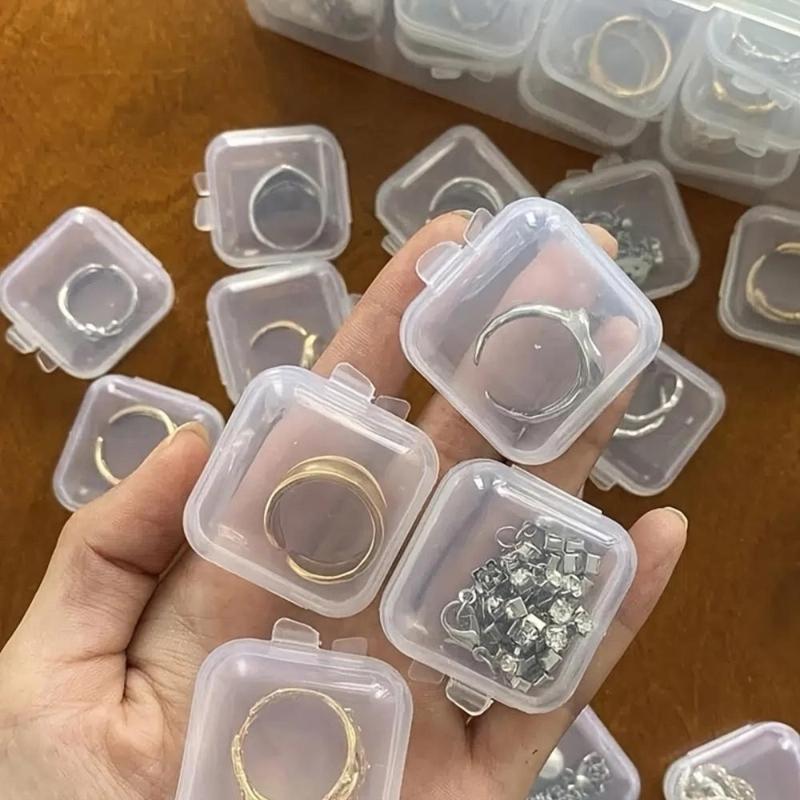 Portable Clear Jewelry Organizer, 40pcs Jewelry Storage Box with Lid, Small Square Earrings Rings Storage Box, Home Storage Supplies,  Storage Containers