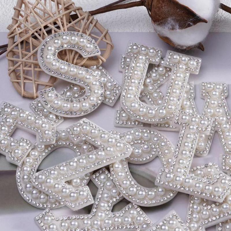 Faux Pearl & Rhinestone Decor Letter Sticker, 1 Count Self-adhesive Letter Decal for DIY Craft Home Decoration, Gifts for Family Friends New House