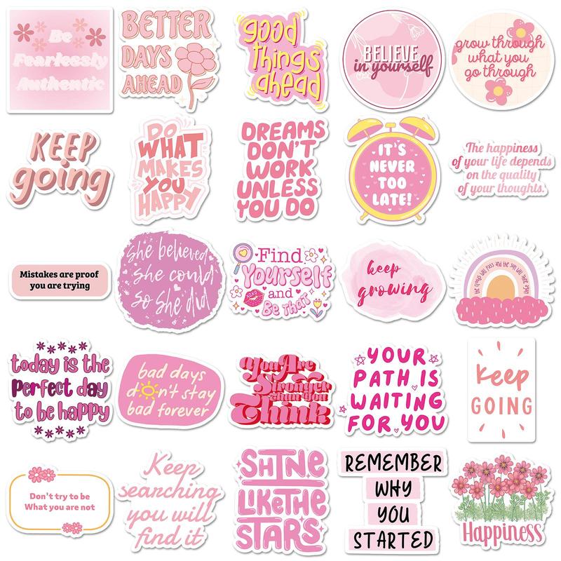 Motivational English Series Graffiti Sticker, 50pcs set Waterproof Self Adhesive Decor Paper, Decor Sticker for Gift Greeting Card Water Bottle Laptop Phone