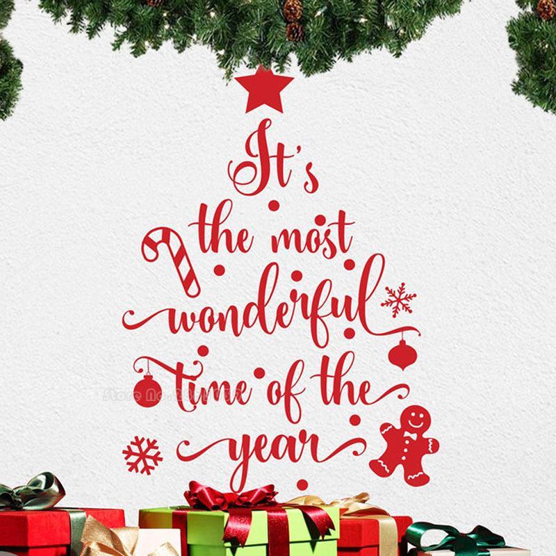 Christmas Tree & Letter Pattern Wall Sticker, 1 Count Removable Self Adhesive Wall Decal, Decorative Sticker for Home Living Room Bedroom