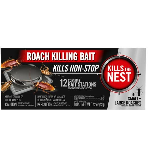 Roach Killing Bait Stations for Small and Large Roaches, 12 Count