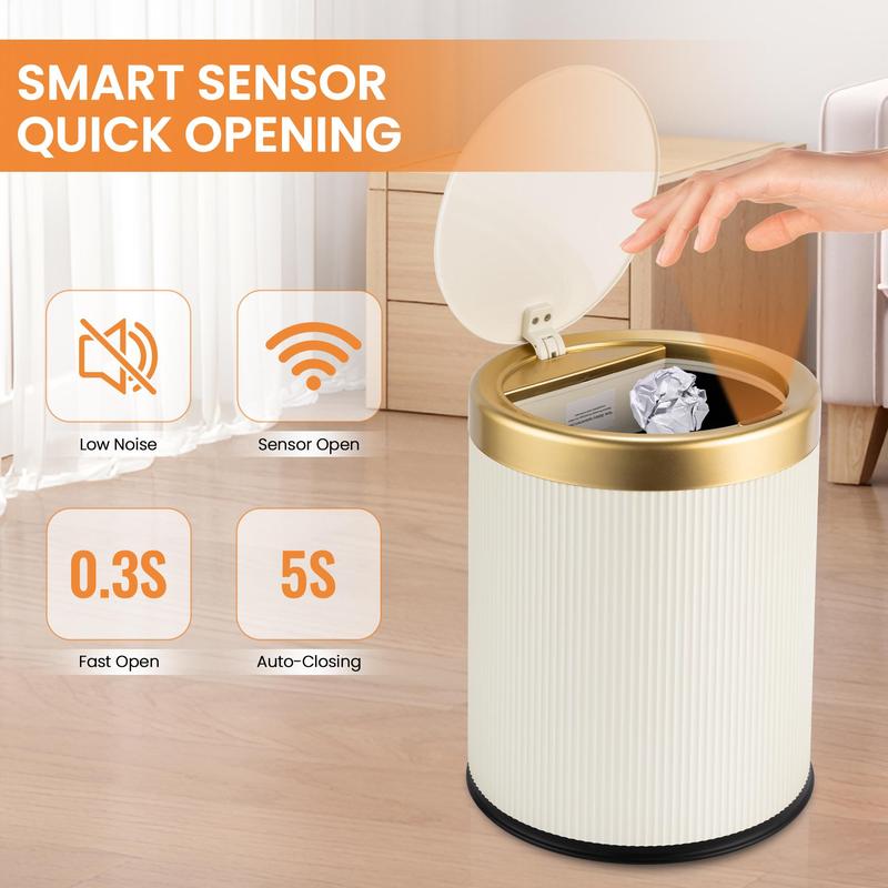 Pukomc Motion Sensor Trash Can with Lid,3.5 Gallon Touchless Trash Can, Automatic Waterproof Bathroom Trash Can, Smart Plastic Trash Can for Kitchen, Bathroom, Bedroom, Living Room and Office.