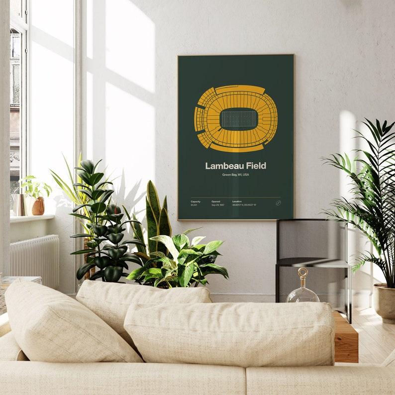 Green Bay Packers Poster, Lambeau Field Stadium Print, Minimalist Football Wall Art, Sports Fan Print Gift for Him