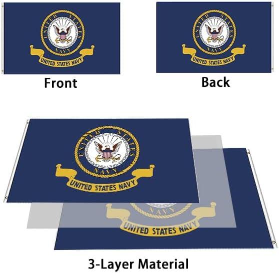 FATIMA US Navy Emblem Flag Double Sided 3x5 Outdoor- Heavy Duty Navy Naval Military Flags -United State Navy Flags Banner with 2 Brass Grommets 4 Rows Stitche -F28