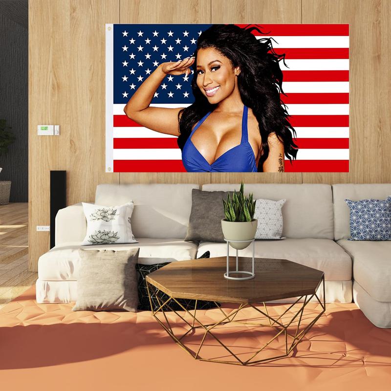 Minaj Flag 3*5FT Polyester Banner Fun Tapestry Suitable for College Dormitory Indoor Outdoor Party Decoration Hanging Flag with Brass Lock Ring