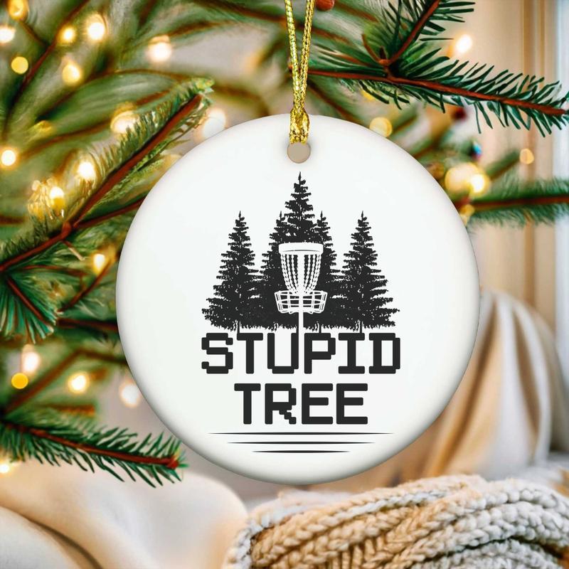 Funny Disc Golf Christmas Ornament, Round Ceramic Ornament For Disc Golfer, Disc Golf Christmas Gift, Frisbee Golf Christmas Gift, Christmas Ornament