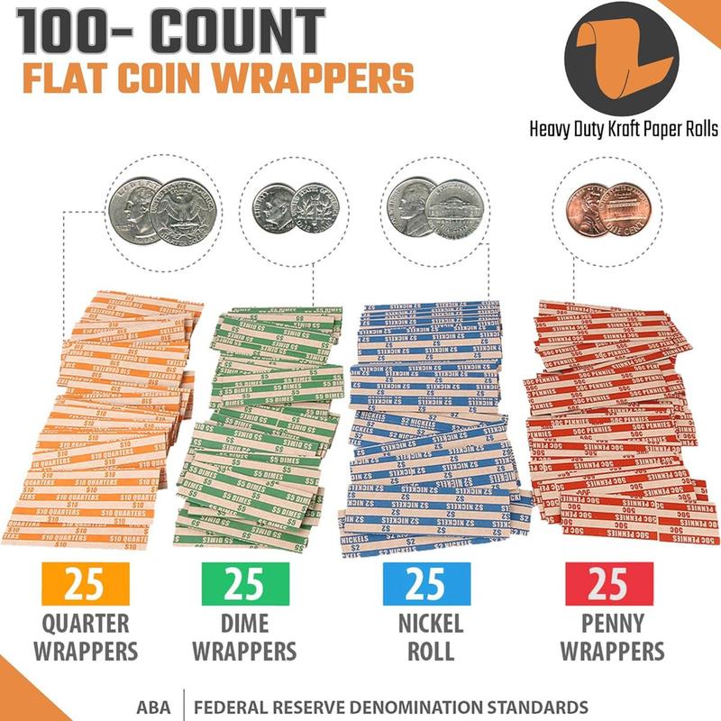 Coin Storage & Sorter Tubes 4 Color u2013 Coded Coin Counters Tubes and Assorted Coin Wrappers