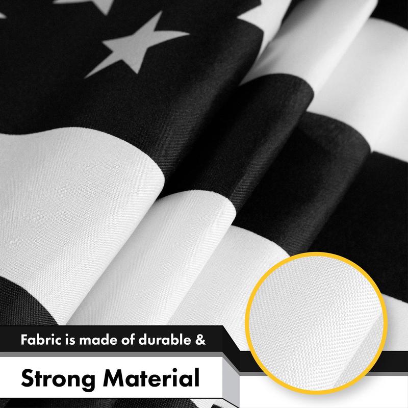 G128 - USA Black and White Flag 150D Polyester 3x5 FT Printed Flag - Protest Flag Brass Grommets Indoor Outdoor - Much Thicker More Durable Than 100D 75D Polyester