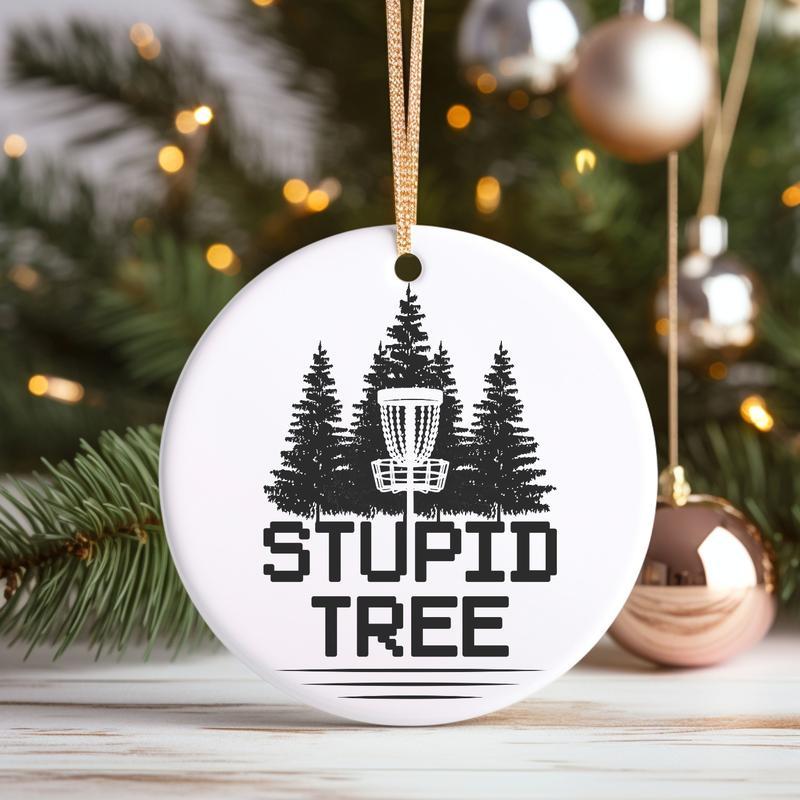 Funny Disc Golf Christmas Ornament, Round Ceramic Ornament For Disc Golfer, Disc Golf Christmas Gift, Frisbee Golf Christmas Gift, Christmas Ornament