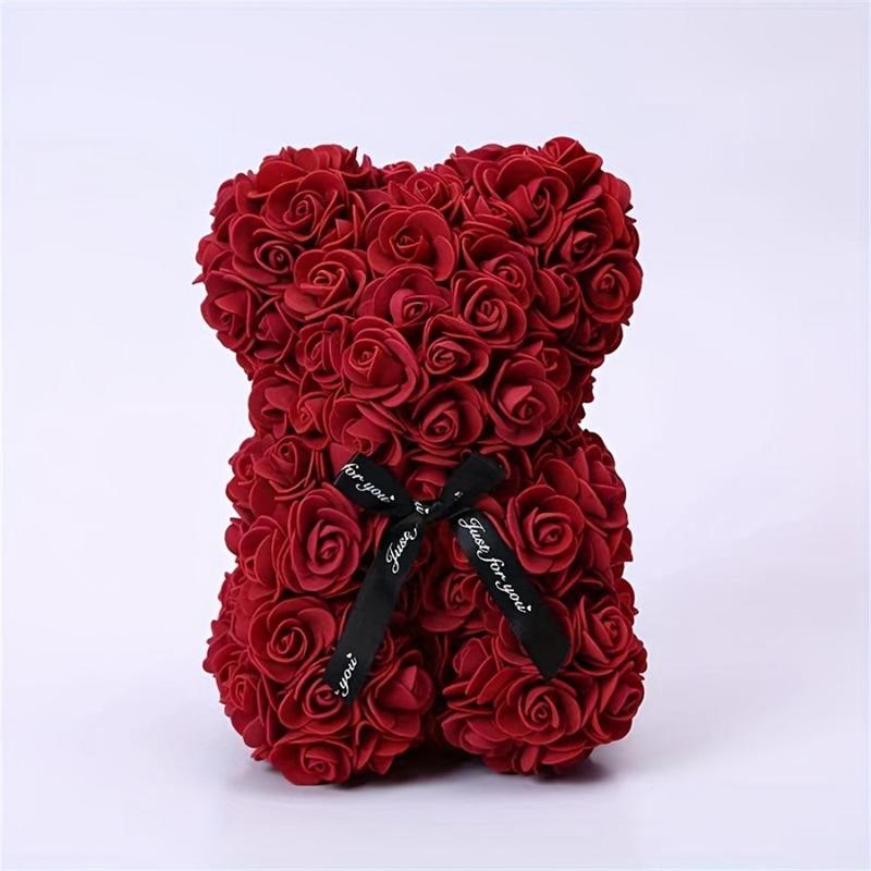 Artificial Rose Bear Design Bouquet, 1 Count Cute Bear Design Fake Flower Bouquet, Decoration Supplies for Home Party Wedding Anniversary Festival