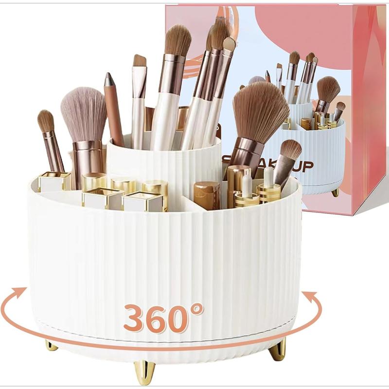 360° Rotate Makeup Brush Holder Organizer, Makeup Organizers Countertop, Makeup organization and Skincare Storage for Vanity, Desktop,Bathroom (White)