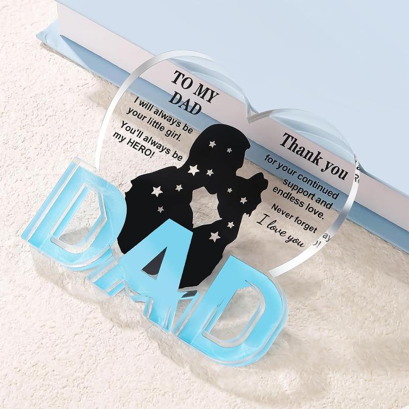 Fathers Day Dad Gifts, Gifts for Dad - Acrylic Heart Plaque Dad Gifts 3.9 × 3.7 × 0.4inch, Dad Birthday Gift, Christmas Gifts for Dad, Gifts for Dads Birthday, Dad Gifts from Daughter