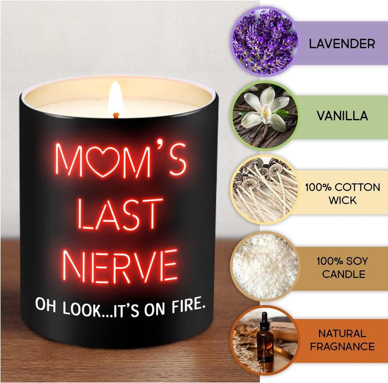 Moms Last Nerve Candle, Christmas, Birthday Gift for Mom, Mother-in-Law, Stepmom From Daughter, Son, Scented Candle 10oz Ornament Freshener Decoration