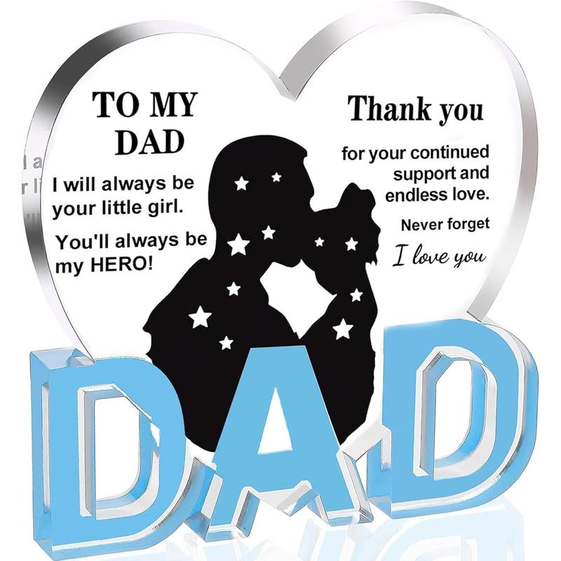 Fathers Day Dad Gifts, Gifts for Dad - Acrylic Heart Plaque Dad Gifts 3.9 × 3.7 × 0.4inch, Dad Birthday Gift, Christmas Gifts for Dad, Gifts for Dads Birthday, Dad Gifts from Daughter