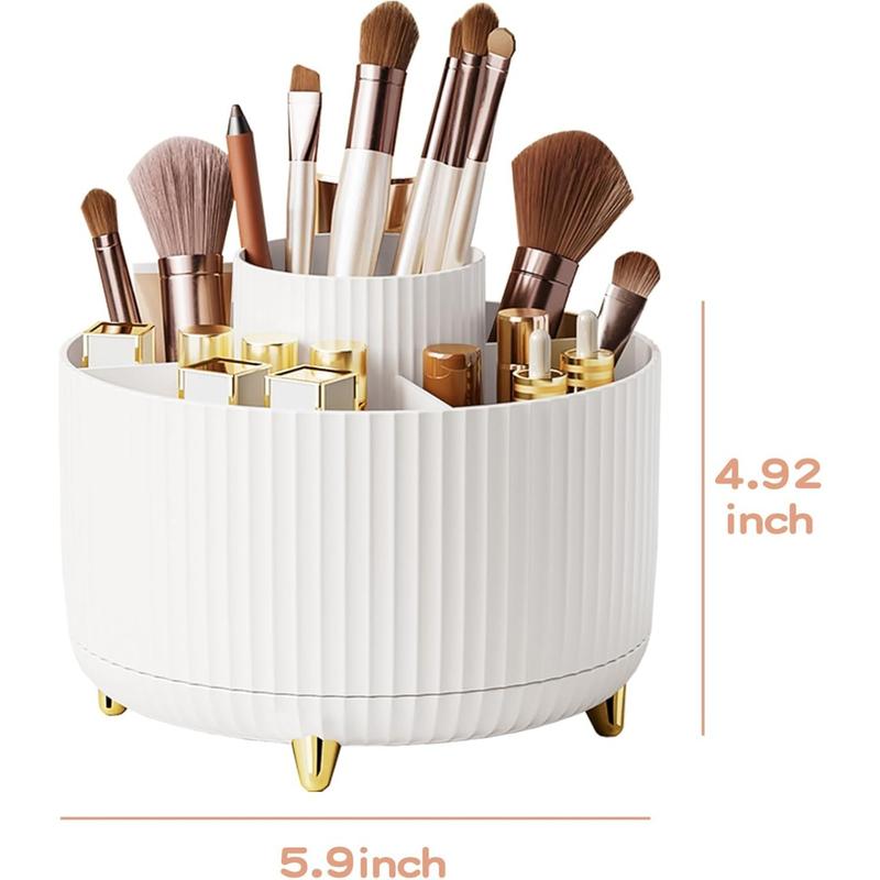 360° Rotate Makeup Brush Holder Organizer, Makeup Organizers Countertop, Makeup organization and Skincare Storage for Vanity, Desktop,Bathroom (White)