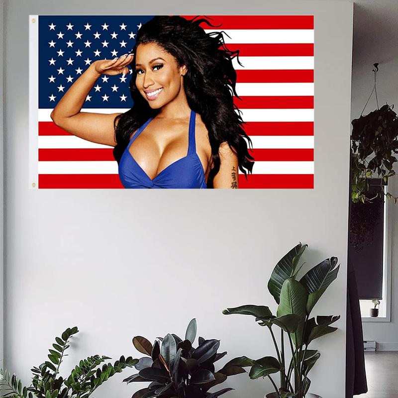 Minaj Flag 3*5FT Polyester Banner Fun Tapestry Suitable for College Dormitory Indoor Outdoor Party Decoration Hanging Flag with Brass Lock Ring