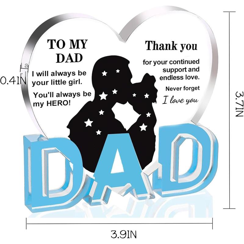 Fathers Day Dad Gifts, Gifts for Dad - Acrylic Heart Plaque Dad Gifts 3.9 × 3.7 × 0.4inch, Dad Birthday Gift, Christmas Gifts for Dad, Gifts for Dads Birthday, Dad Gifts from Daughter