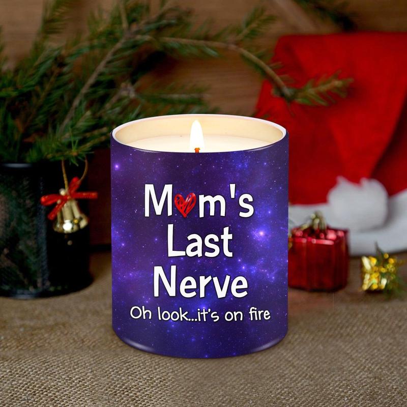 Moms Last Nerve Candle, Christmas, Birthday Gift for Mom, Mother-in-Law, Stepmom From Daughter, Son, Scented Candle 10oz Ornament Freshener Decoration